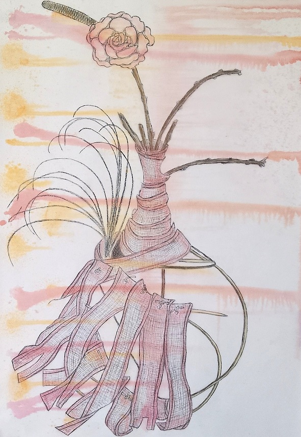 Veronika Schwarz, Burlesque Dancer (2024), ink, charcoal and pastel on primed paper, 420 x 594mm