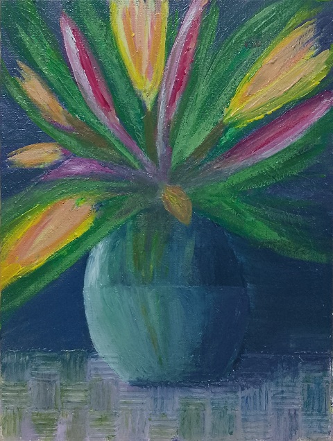 Veronika Schwarz, Daylilies (2025), acrylic on canvas board, 210 x 297mm